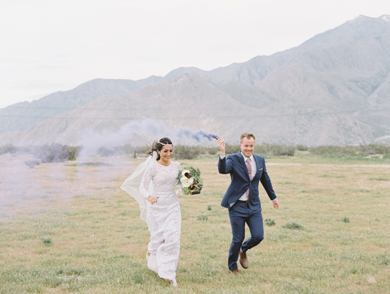 smoke bombs during wedding photo