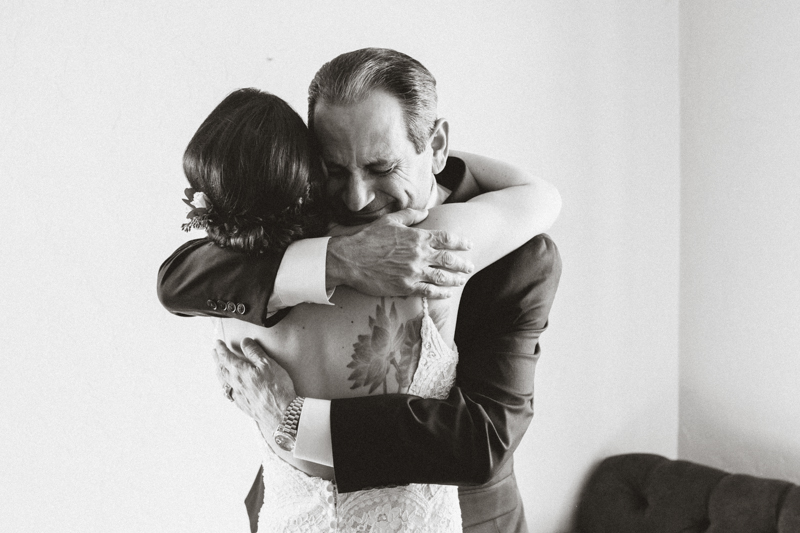 emotional moment between father and the bride