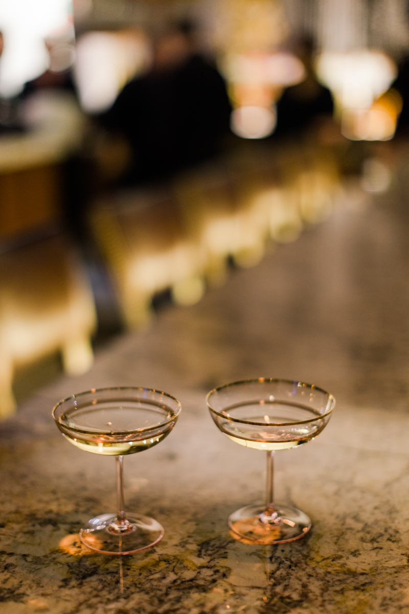 pink champagne coupes 
