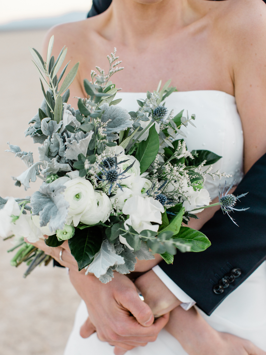 white green blue wedding bouquet