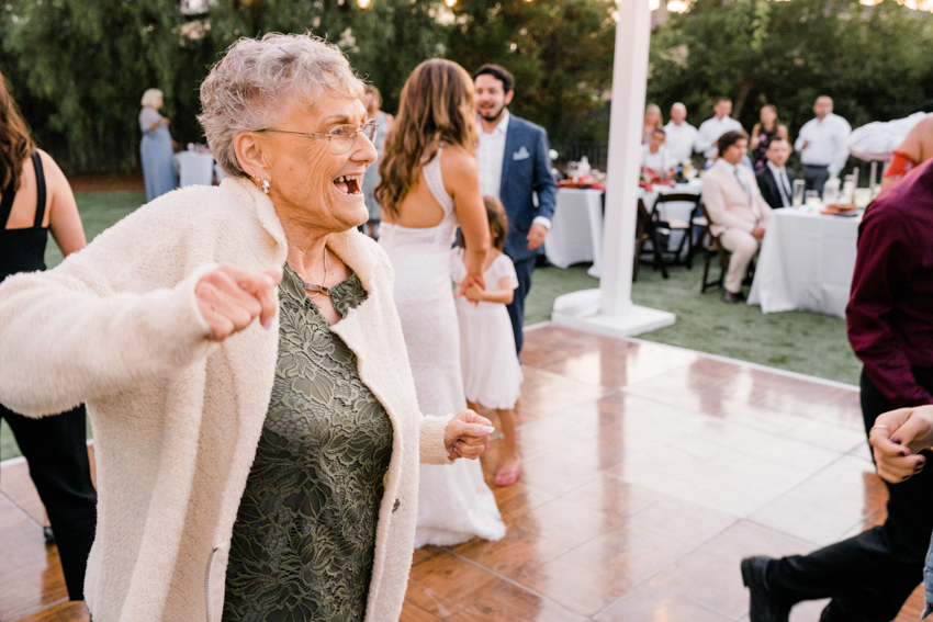 grandma dancing during wedding reception