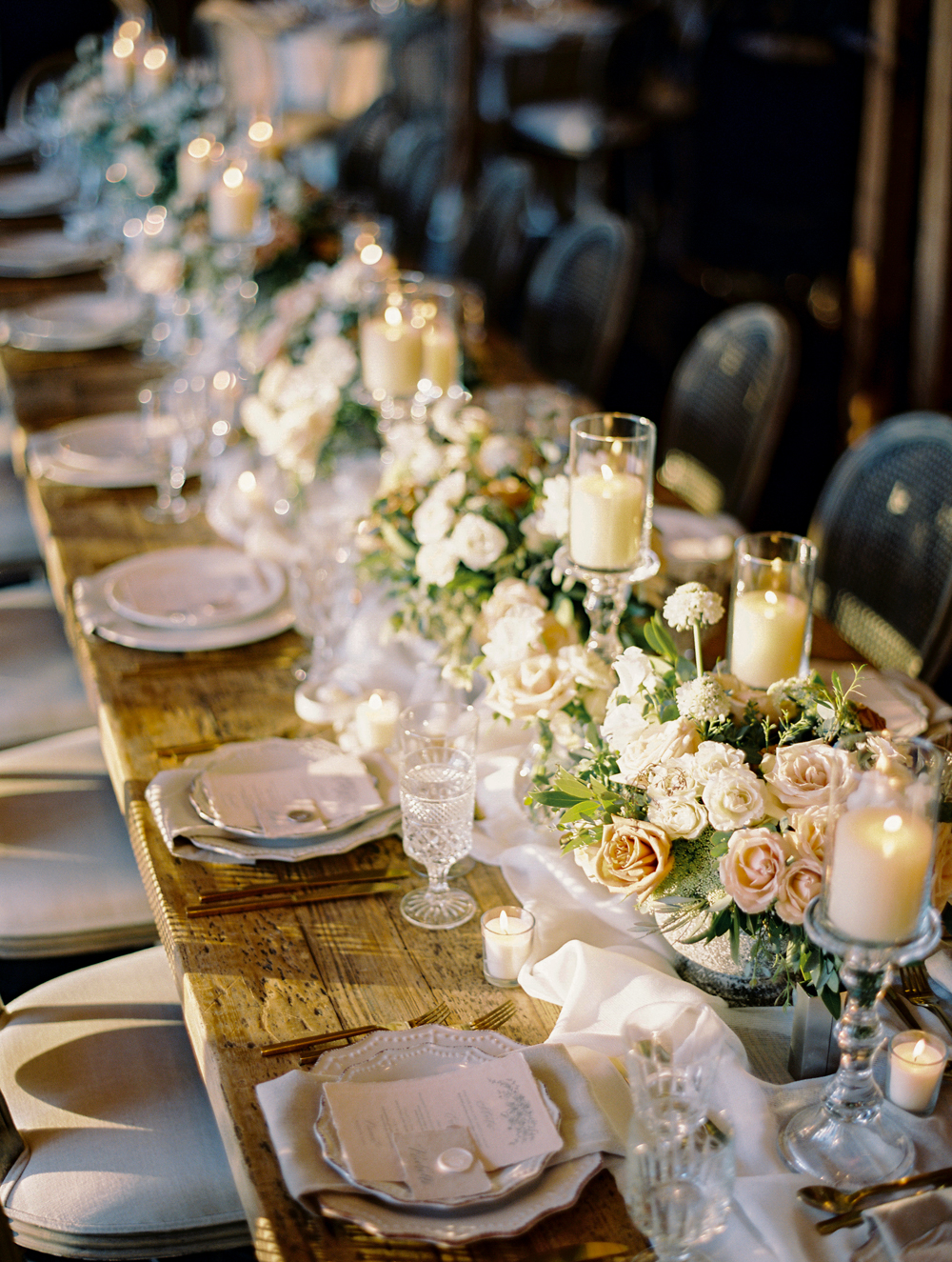 romantic wedding tablescape with candles