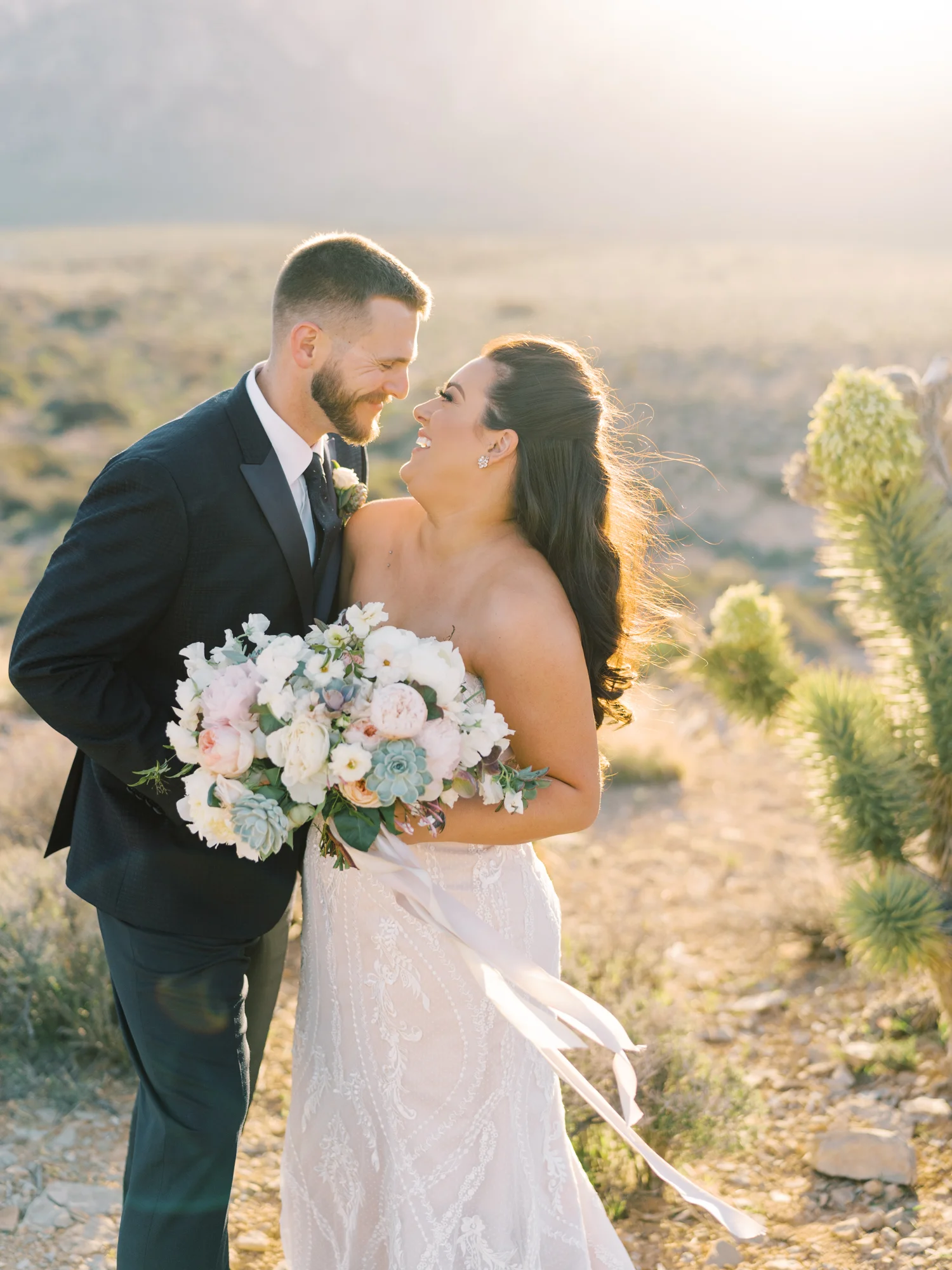 las vegas desert wedding during sunset