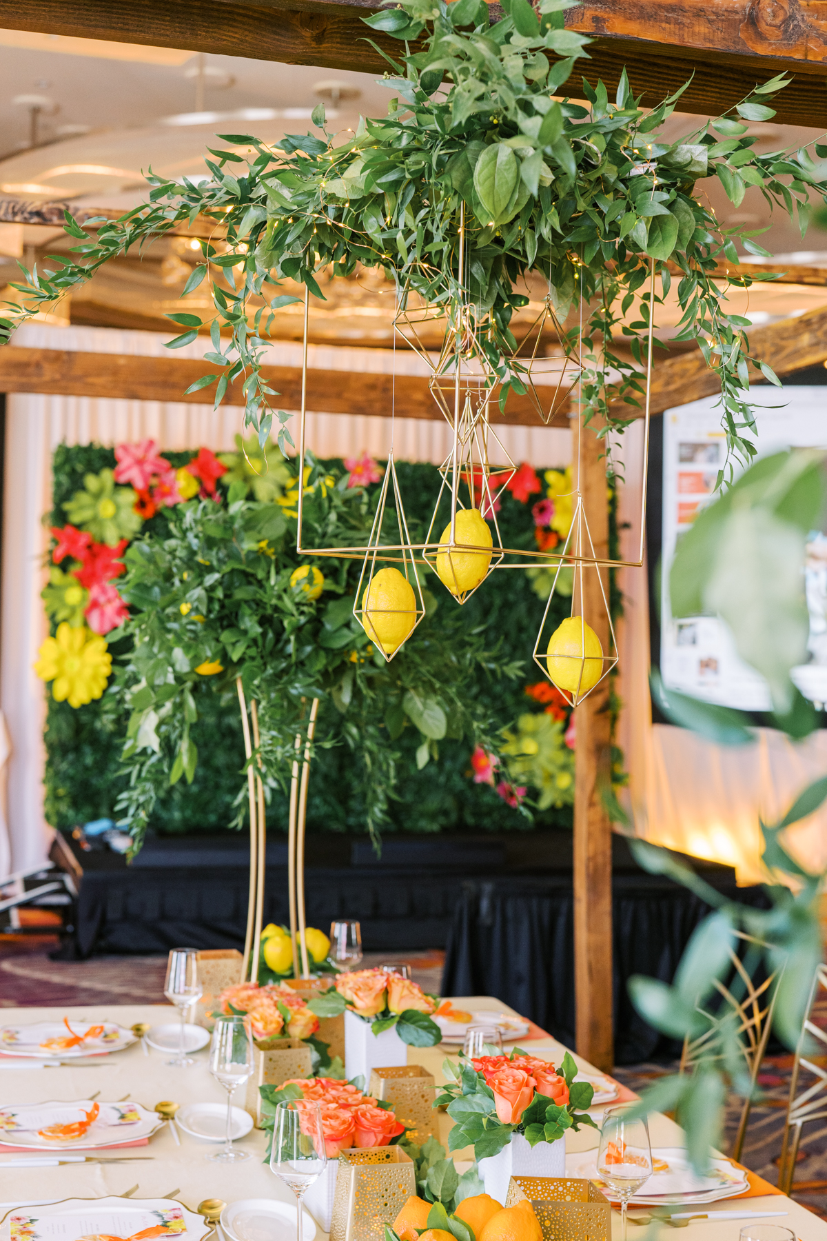 summer wedding with bright colors of fruit