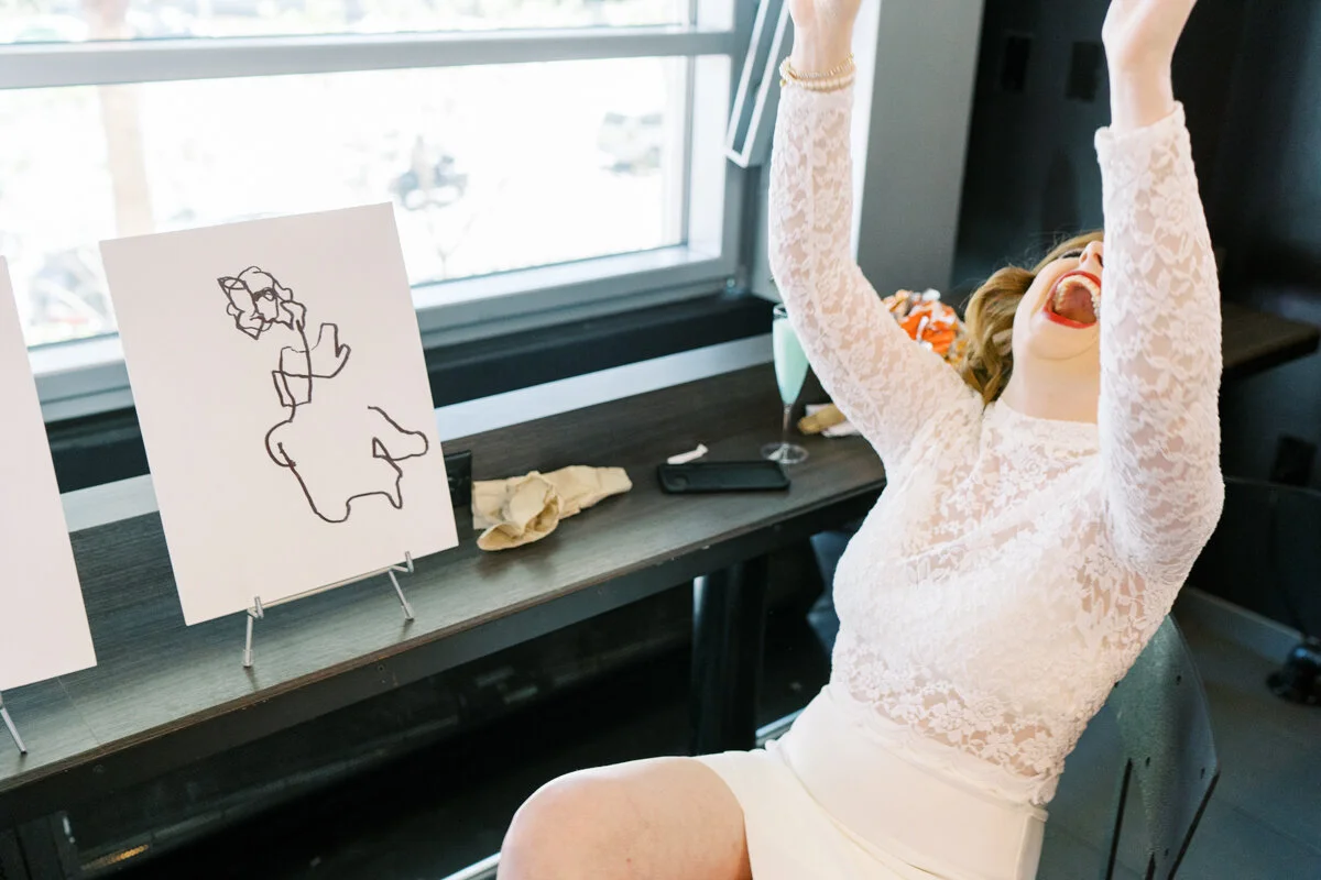 bride and groom blind drawing game