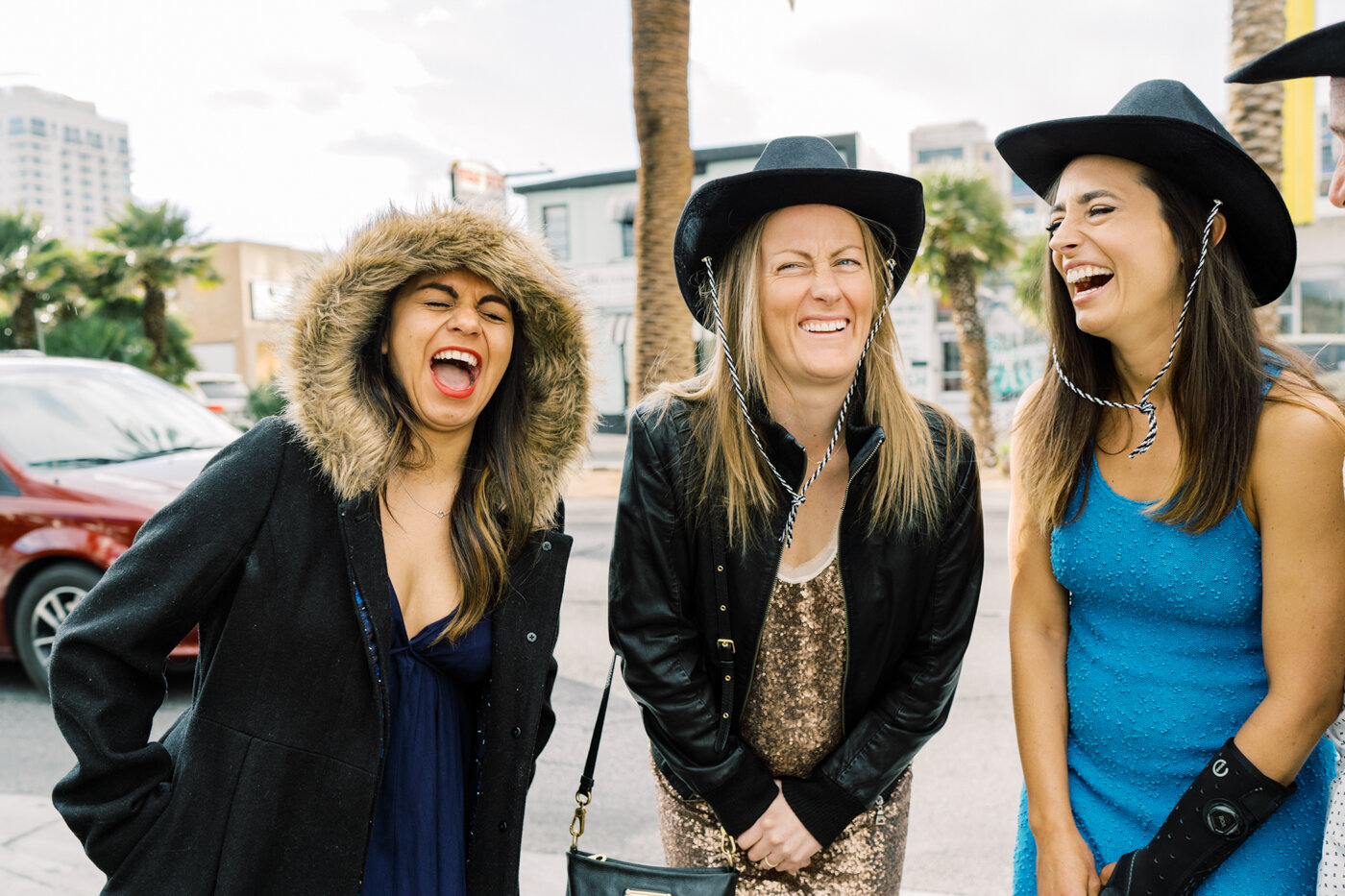 wedding guests wearing cowboy hats