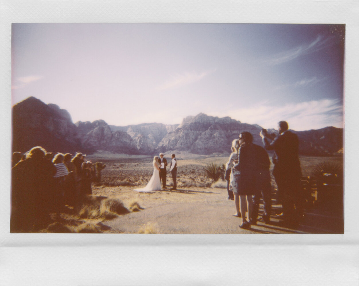 instax wide film wedding | red rock canyon overlook elopement