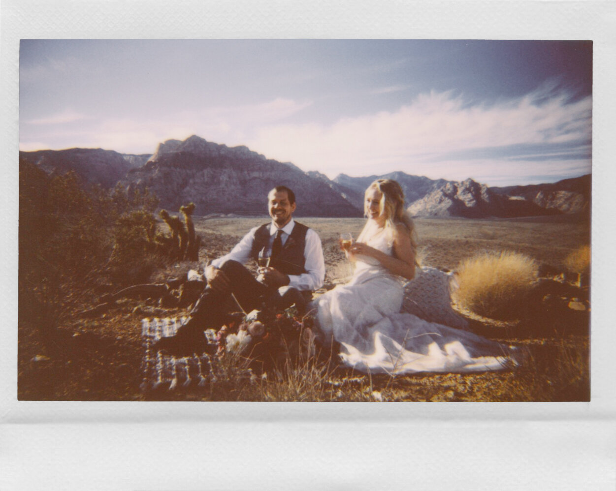 instax wide film wedding | red rock canyon overlook elopement