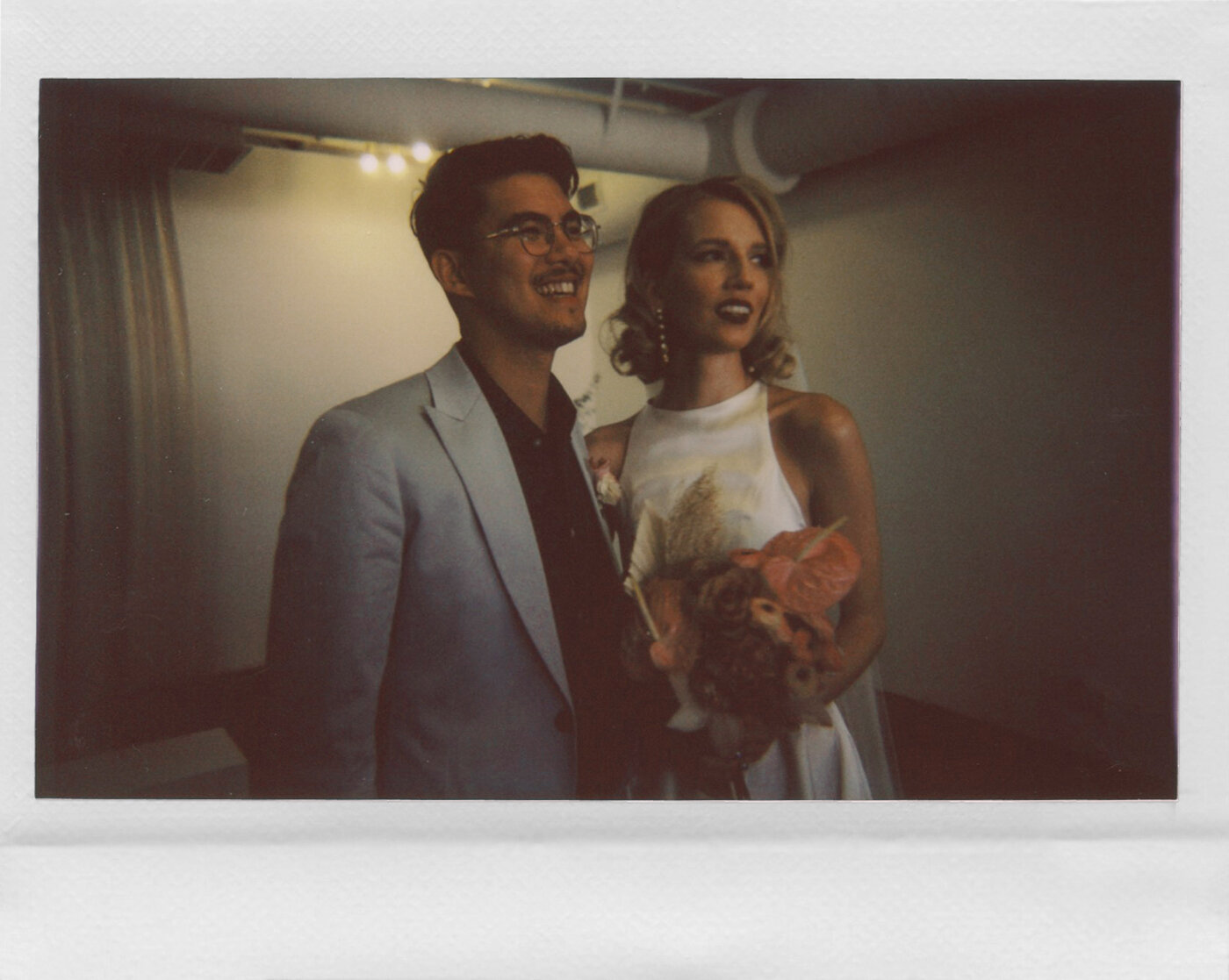 instax wide film wedding elopement