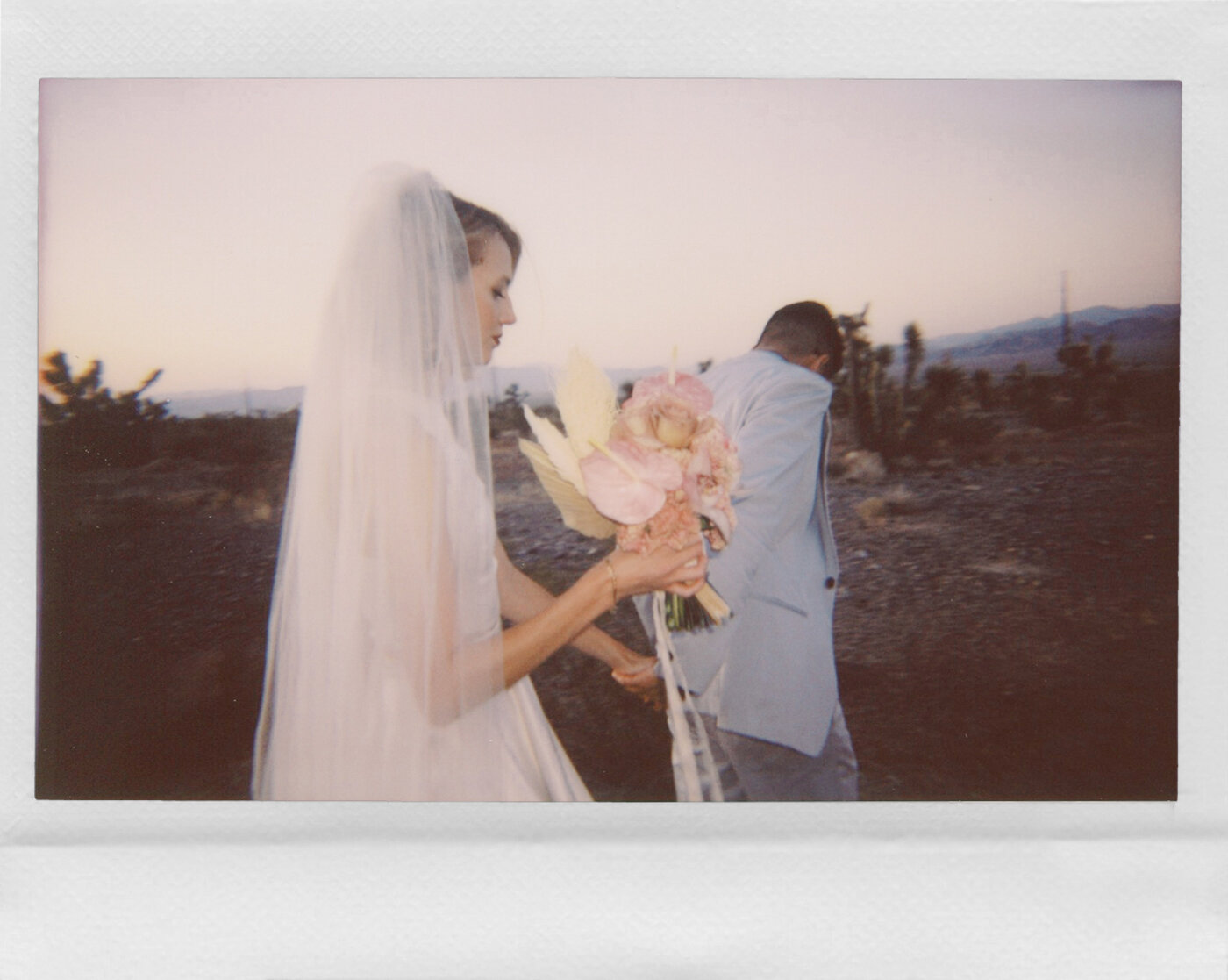 las vegas desert wedding on polaroid