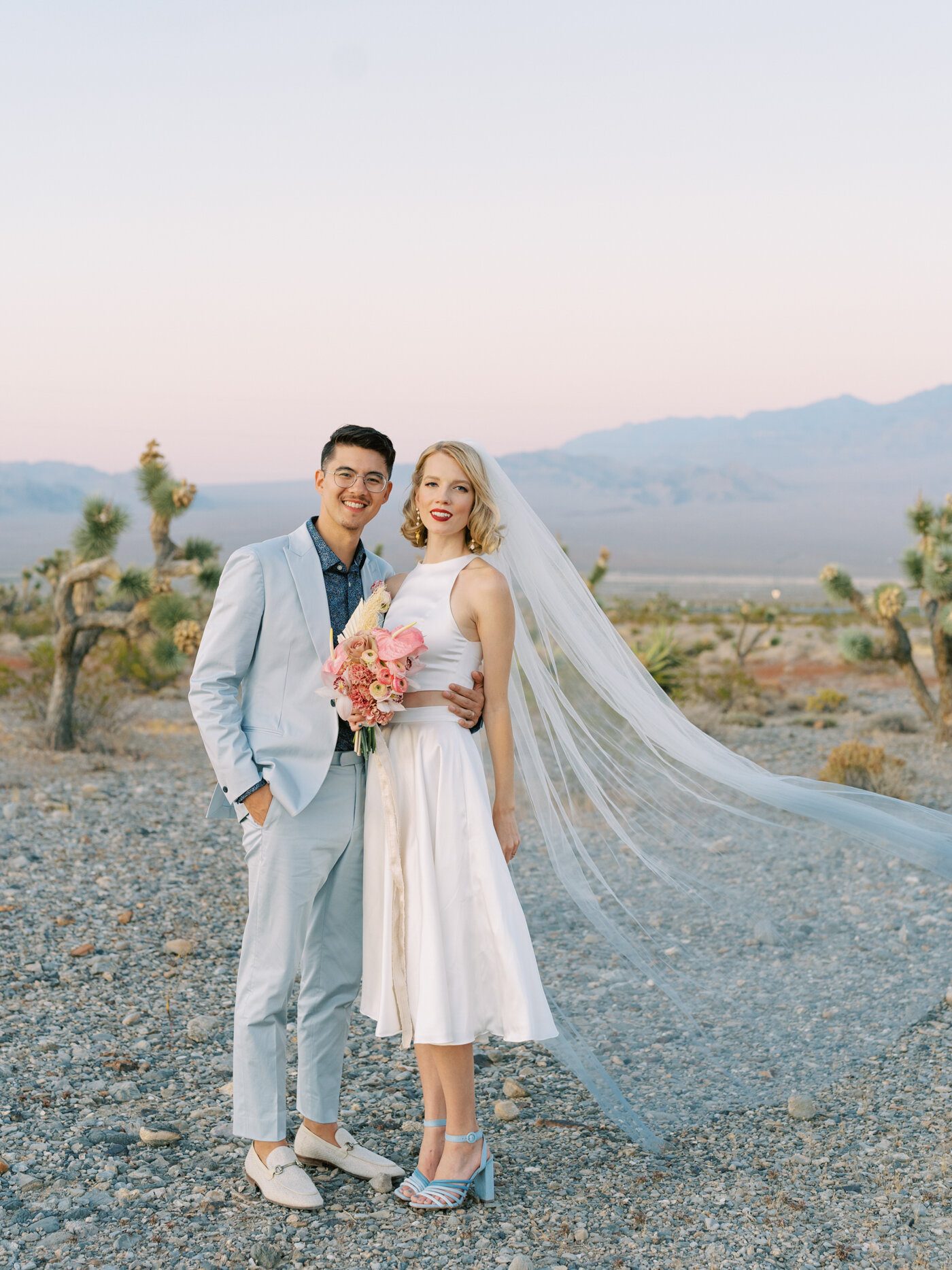 las vegas desert wedding with joshua trees