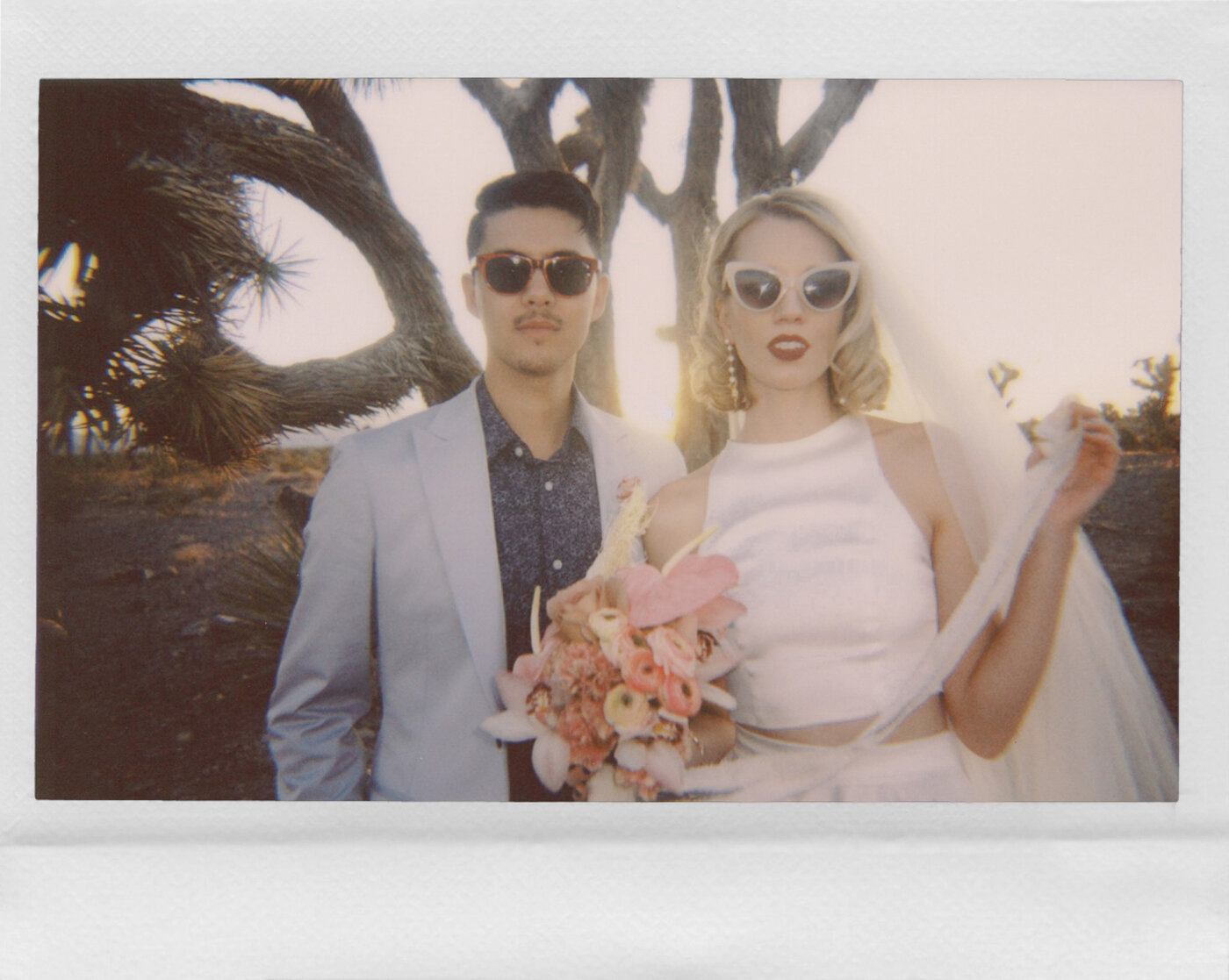 las vegas desert elopement on polaroid