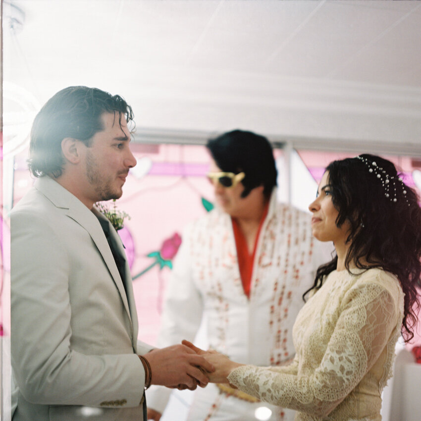 a little white wedding chapel elopement with Elvis