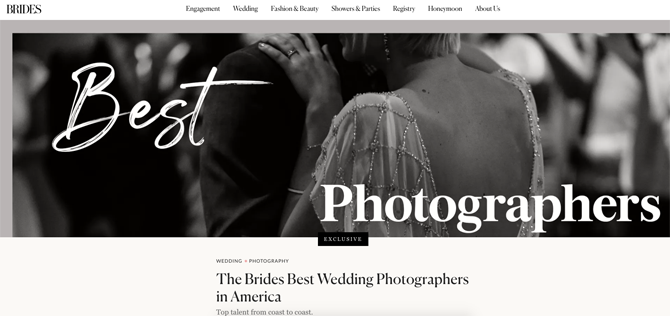 Best Wedding Photographer in the US by BRIDES Magazine