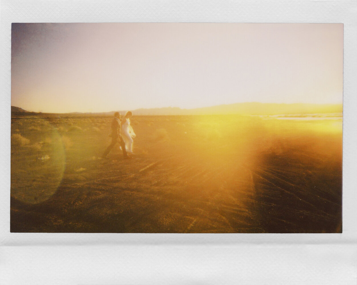 sunset wedding on polaroid