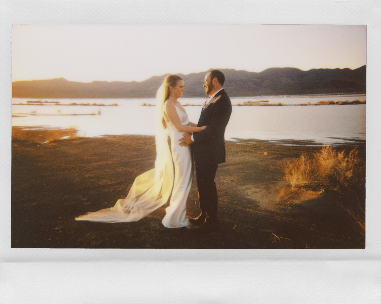 desert wedding on polaroid