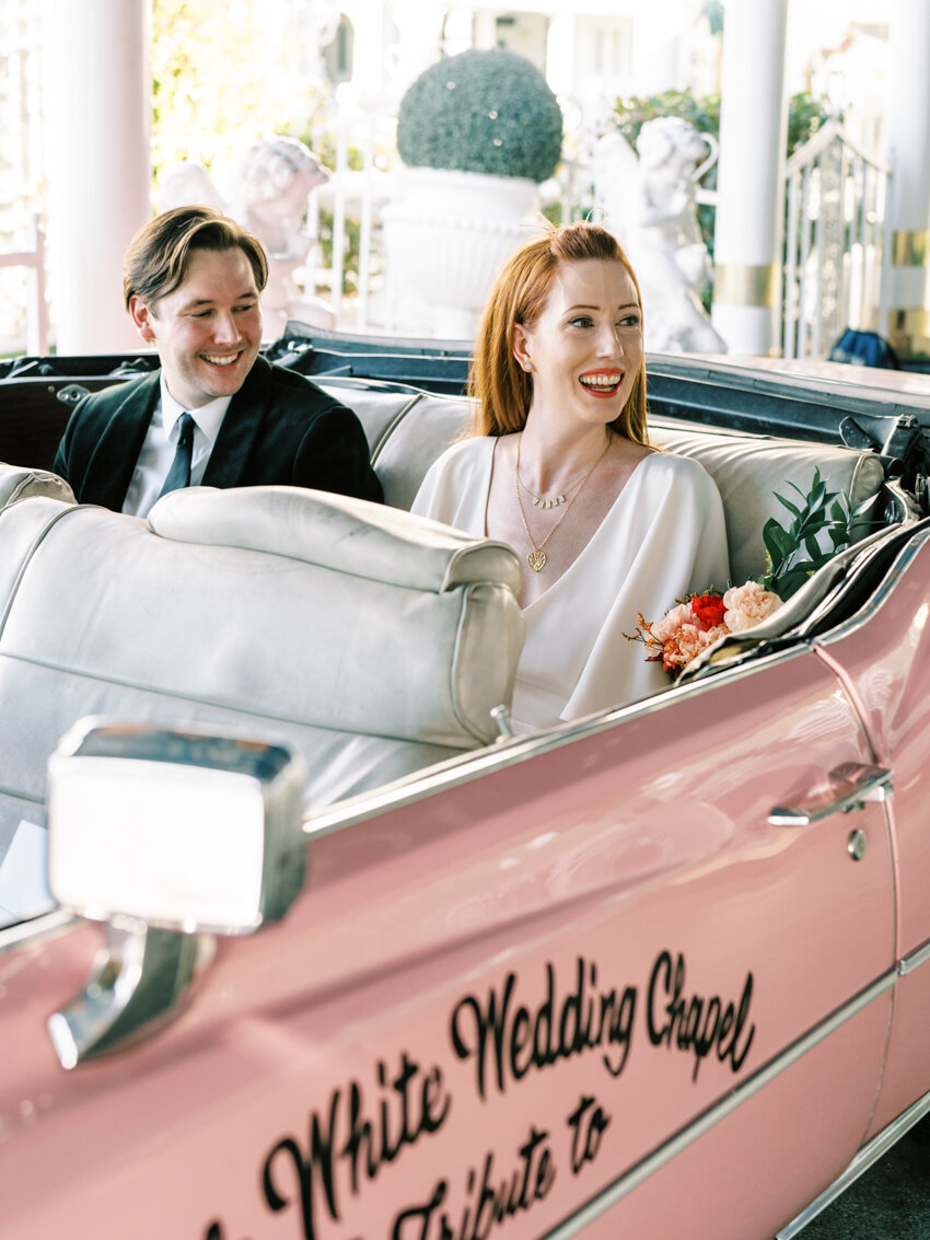 a little white wedding chapel pink cadillac ceremony