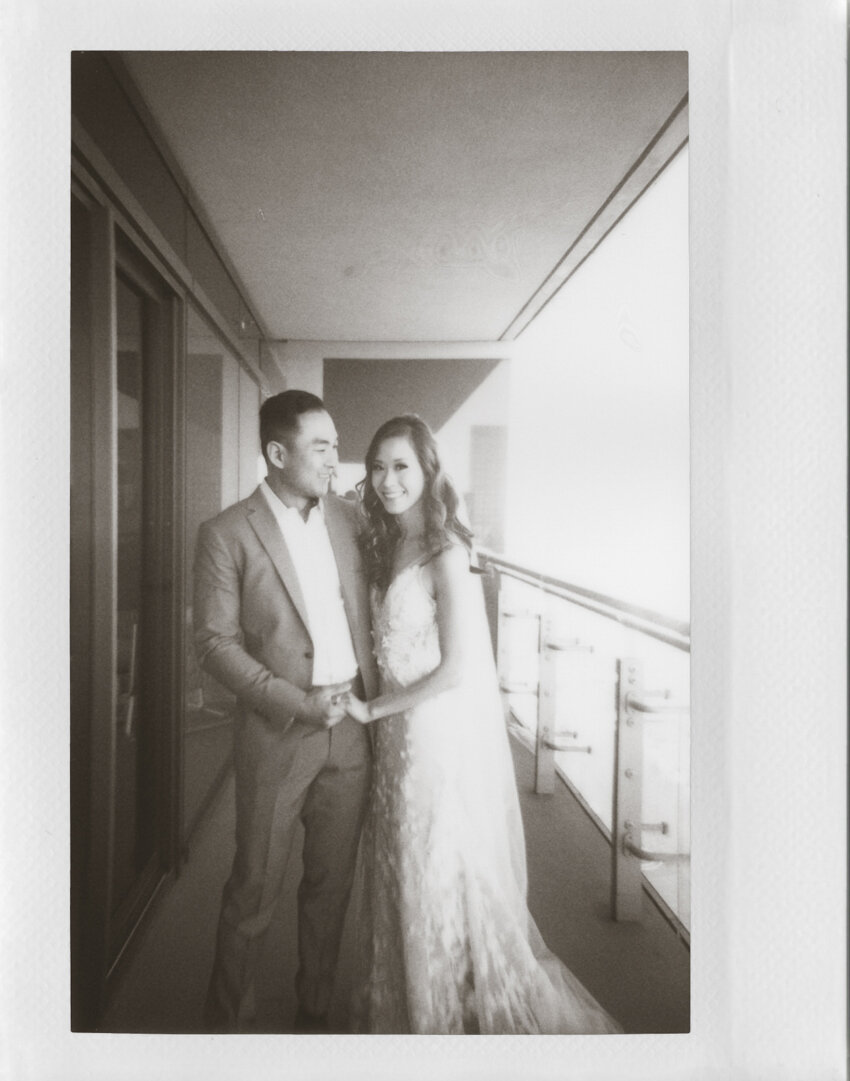 instax wide monochrome wedding 