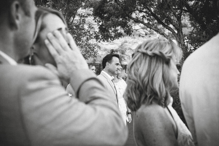 guests crying during wedding ceremony