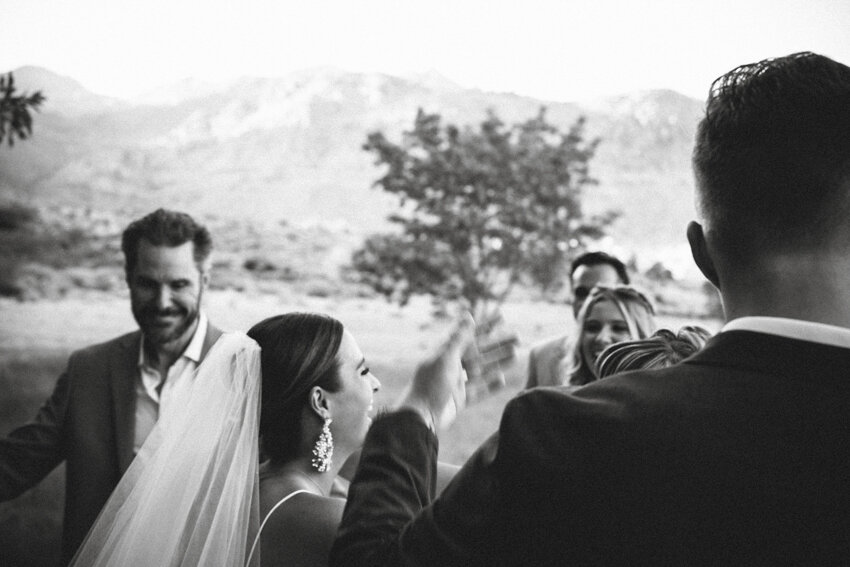 red spring boardwalk wedding