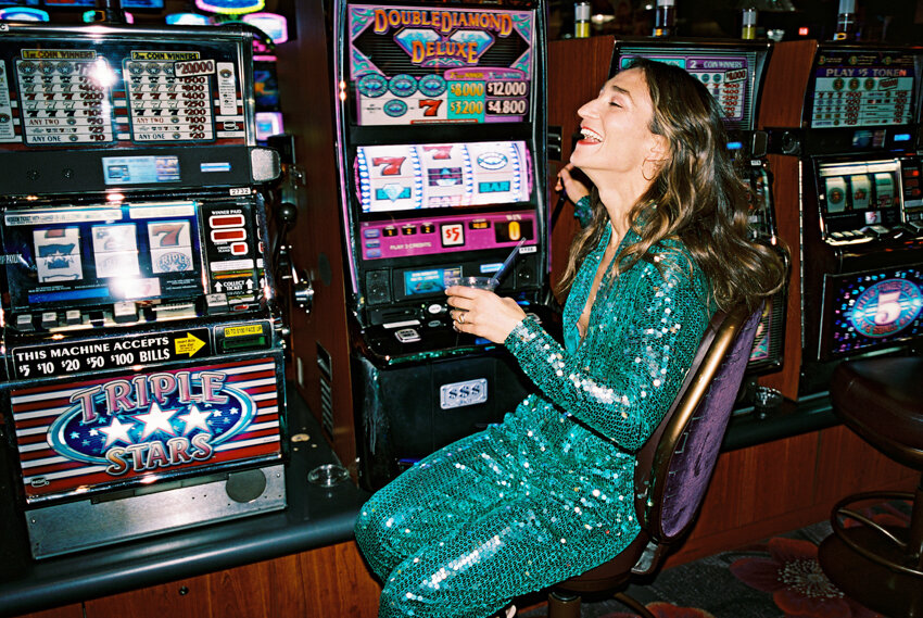 bride gambling on slot machines