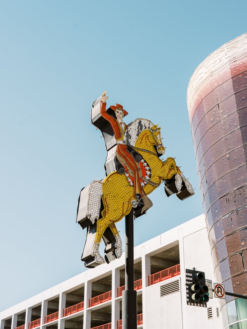 neon cowboy on horse downtown las vegas 