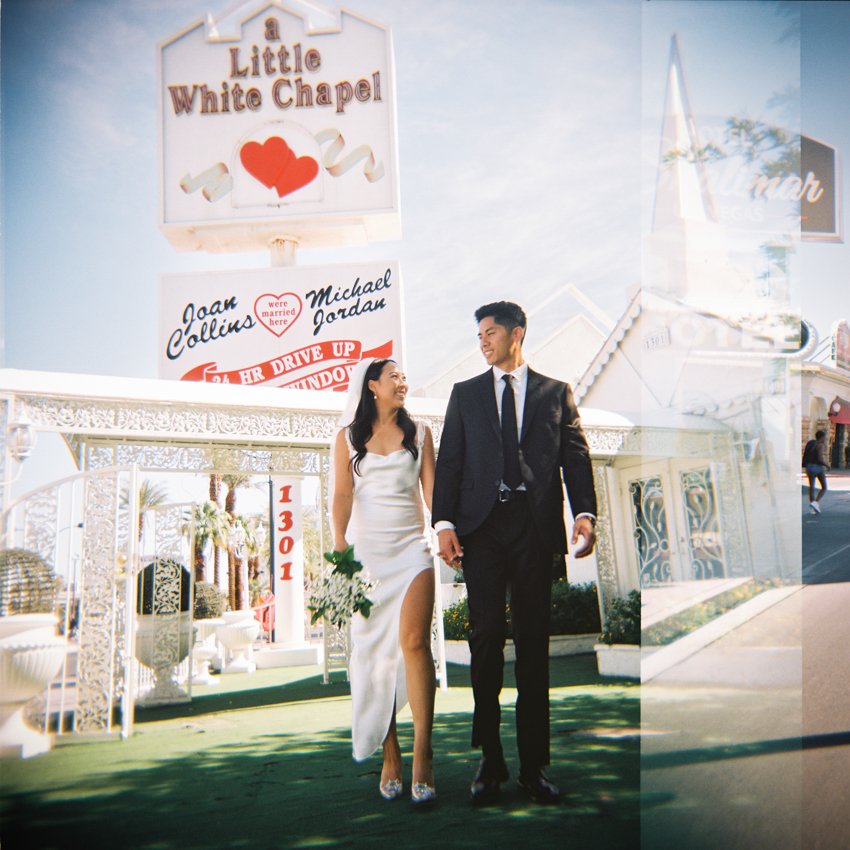 a little white wedding chapel elopement on holga