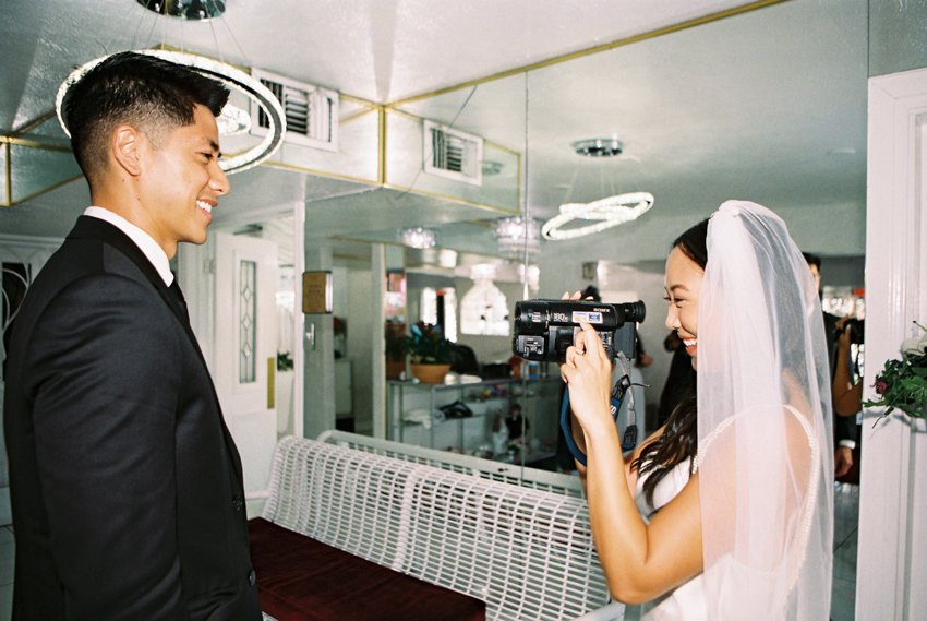 vintage camcorder during wedding