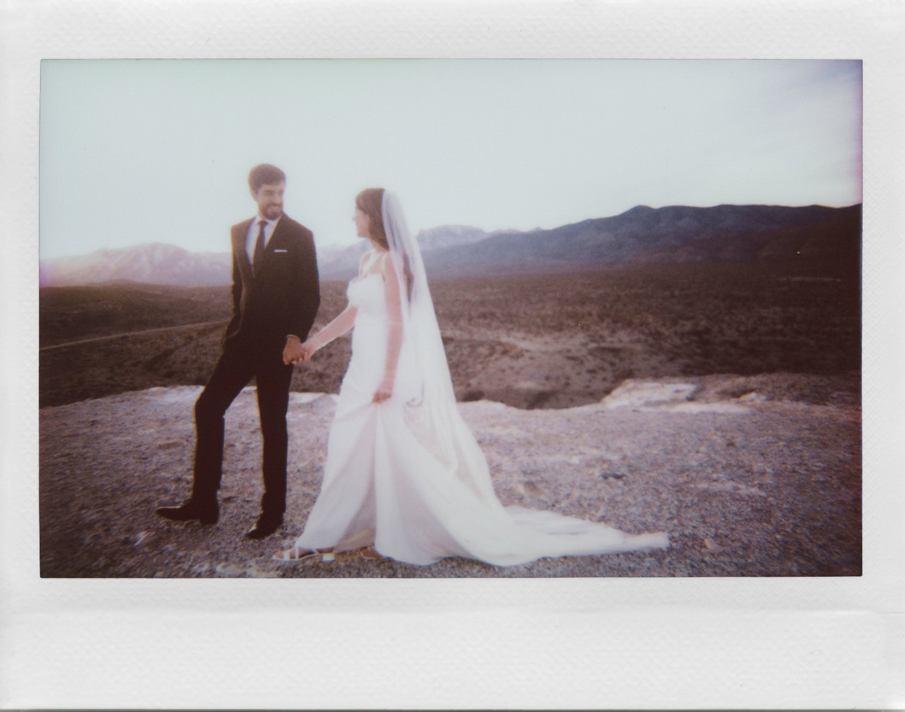 desert polaroid wedding photo