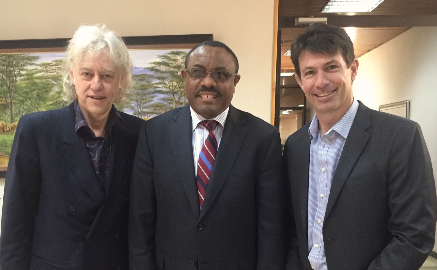 From Left: Sir Bob Geldorf and HE Hailemariam Desalegne with Verde Beef's Managing Director Bruce Hamilton