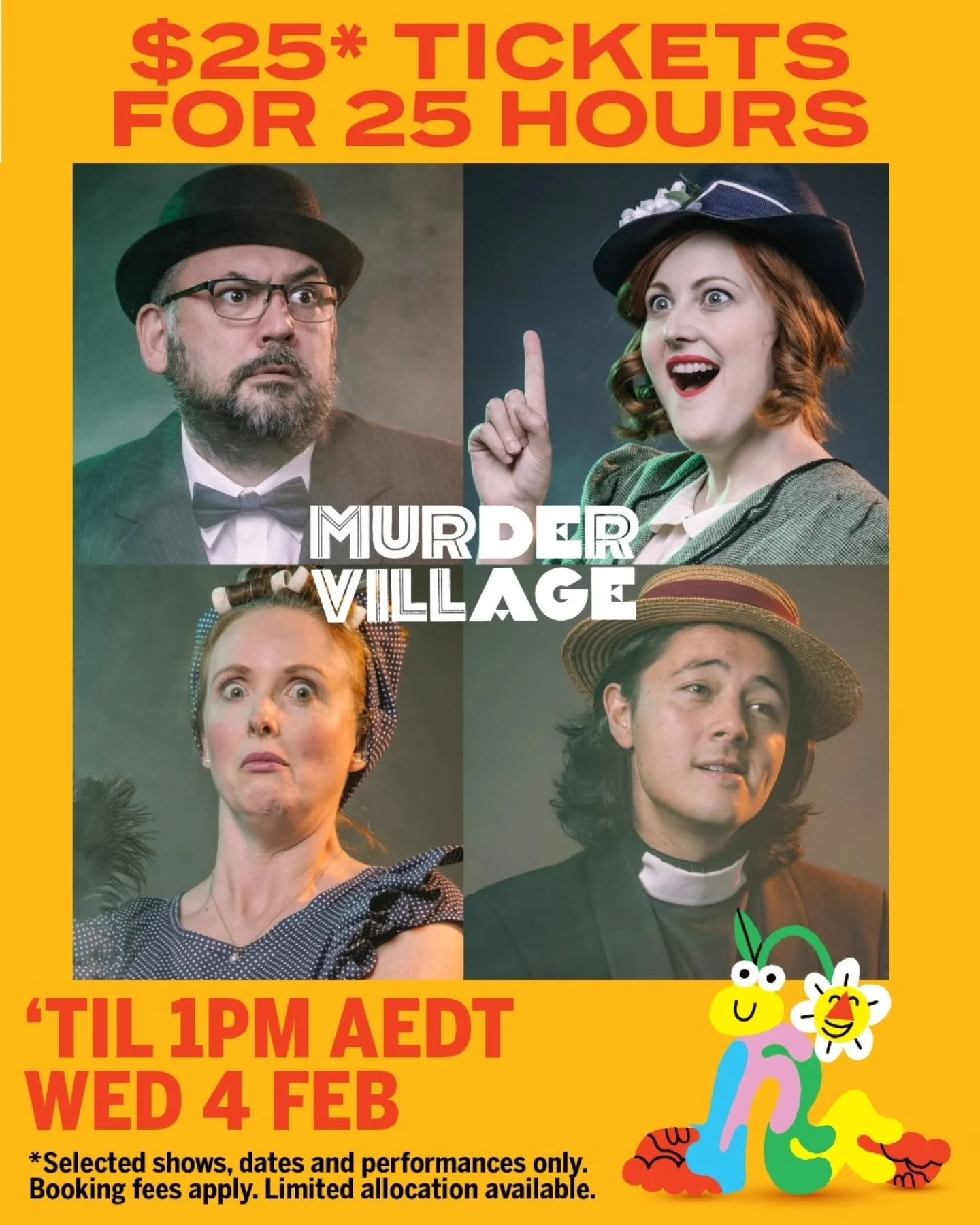 It's no mystery how to save money this Melbourne Comedy Festival - snap up $25 tickets to Murder Village for the next 25 hours! From midday today till 1pm tomorrow, the iconic 25 for 25 campaign is running at @melbcomedyfestival, so head to the link 