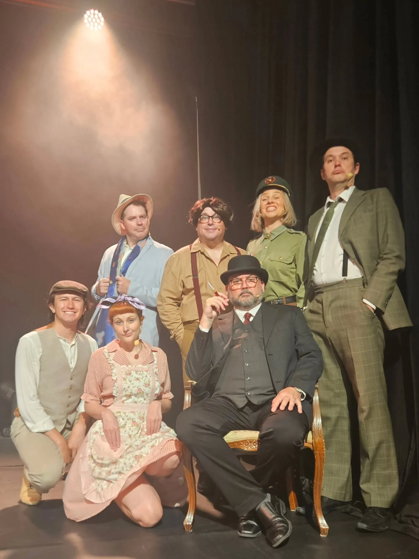 Penultimate murder complete! Thank you to the wonderful Saturday night audience who roared with approval when Peggy Suds, shifty laundress and dirty dealer, was killed off by Francis Gauge the train enthusiast. Tonight is our final show, Perth, so le