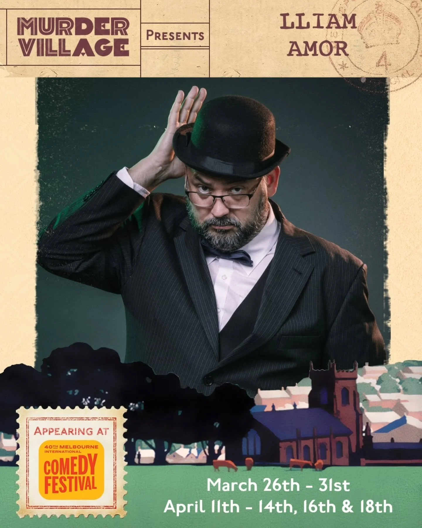 The final reveal - the denouement! Meet the sleuths who will solve it all this Melbourne Comedy Festival... 

- From March 26-31, Lliam Amor will be on the case as French sleuth Aragon Pewter 
- Across April 1-5, Kathryn Tohill will dust for clues as