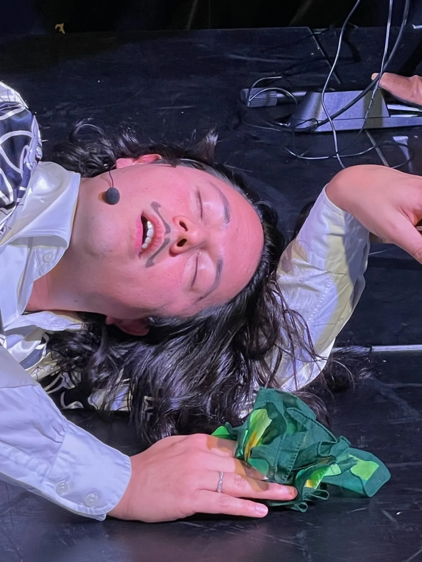 Mossy Gigante, DEAD!!! Murdered at the bottom of Dead Man's Crevasse by Murder Village's own mayor, Adele Oxley. And with that, we are off! Thank you to last night's warm and lovely opening night crowd - and soon it will be hello to tonight's SOLD OU