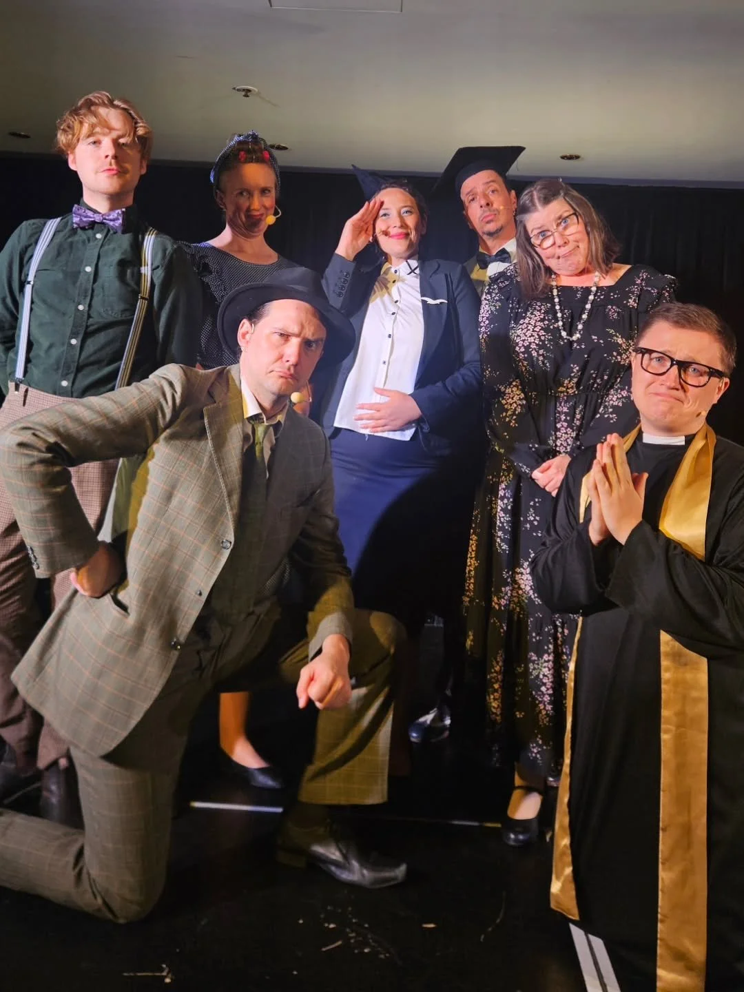 Murder once again struck Arts Centre Melbourne last night... this is getting out of hand. What's more, it was a man of the cloth - Father Patrick Castrate - who committed the sin, shuffling off air stewardess Katie Faulkner's mortal coil. With a slin