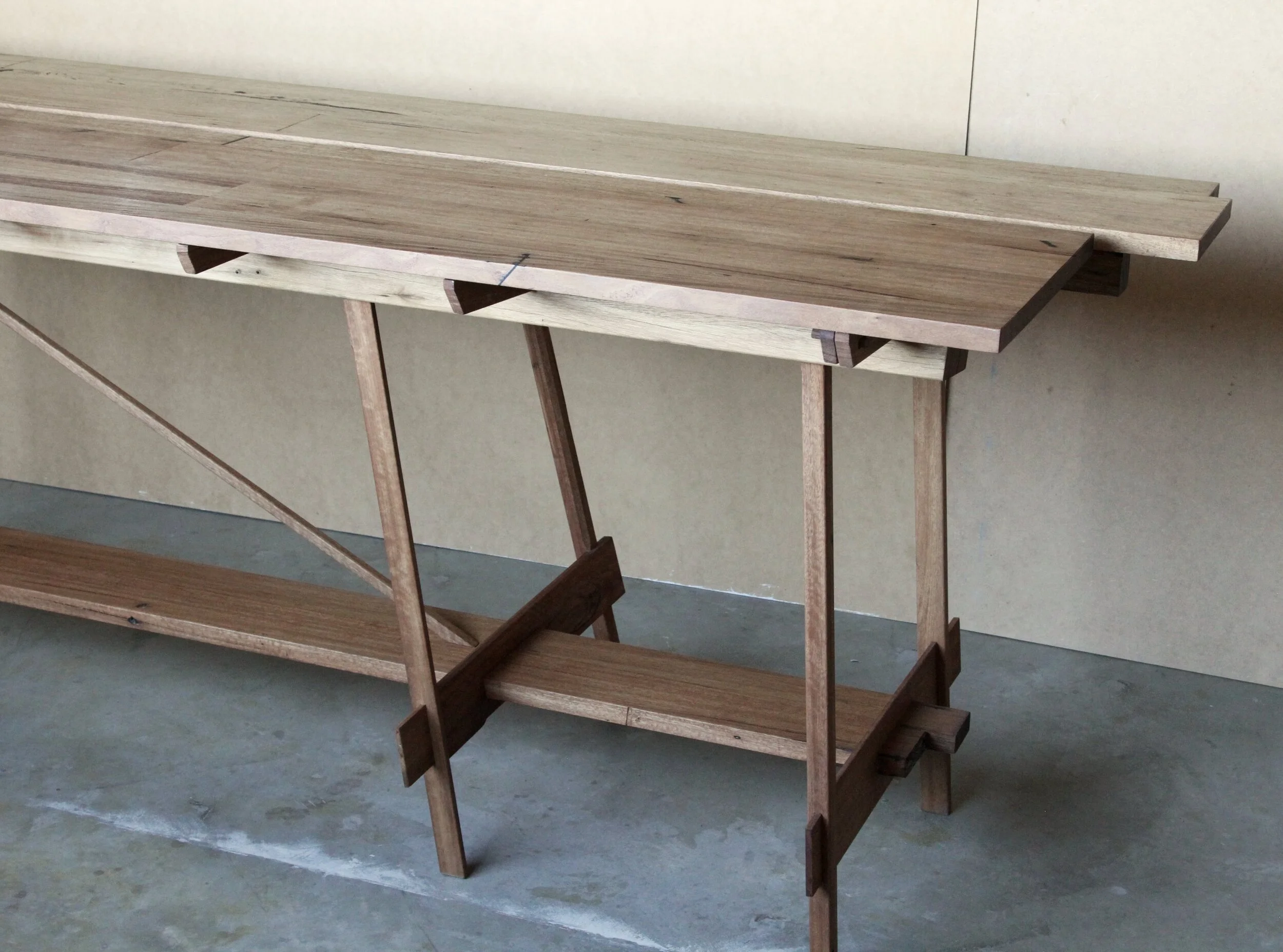 Modern custom handmade furniture Newcastle and Sydney. Recycled hardwood timber dining table.