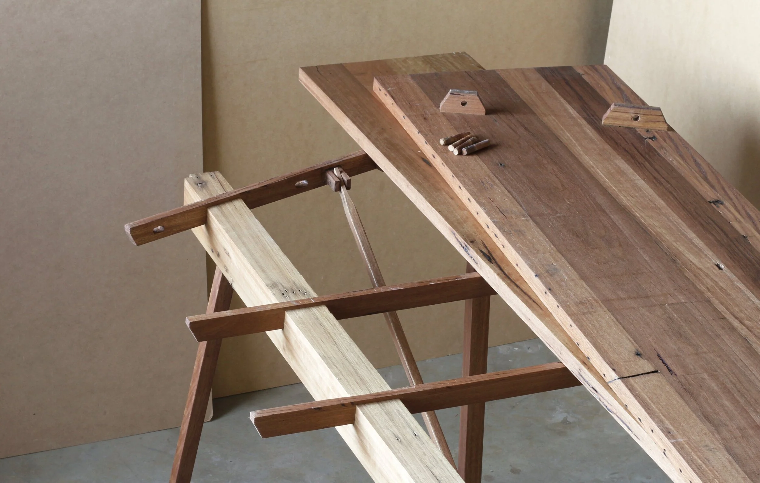 Modern custom handmade furniture Newcastle and Sydney. Recycled hardwood timber dining table.