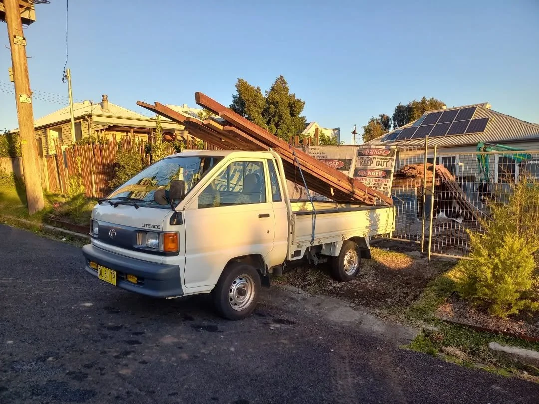 Recycled timber construction.