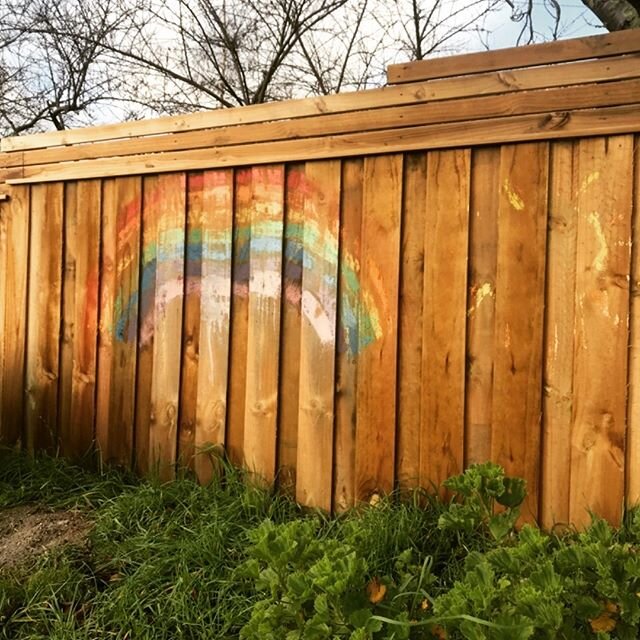 Well, those sideways thunderstorms did a number on our fence rainbow. Should we wash it off and start again? #heartfelthuonvalley #joymail #rainbows