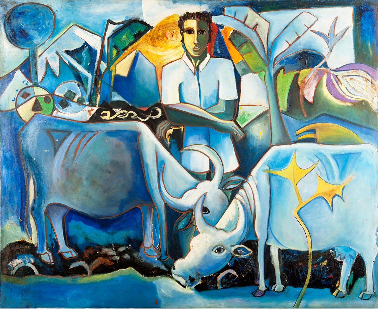Geoffrey Mukasa (1954-2009), At Home , 1991, oil on canvas, 126 x 154 cm