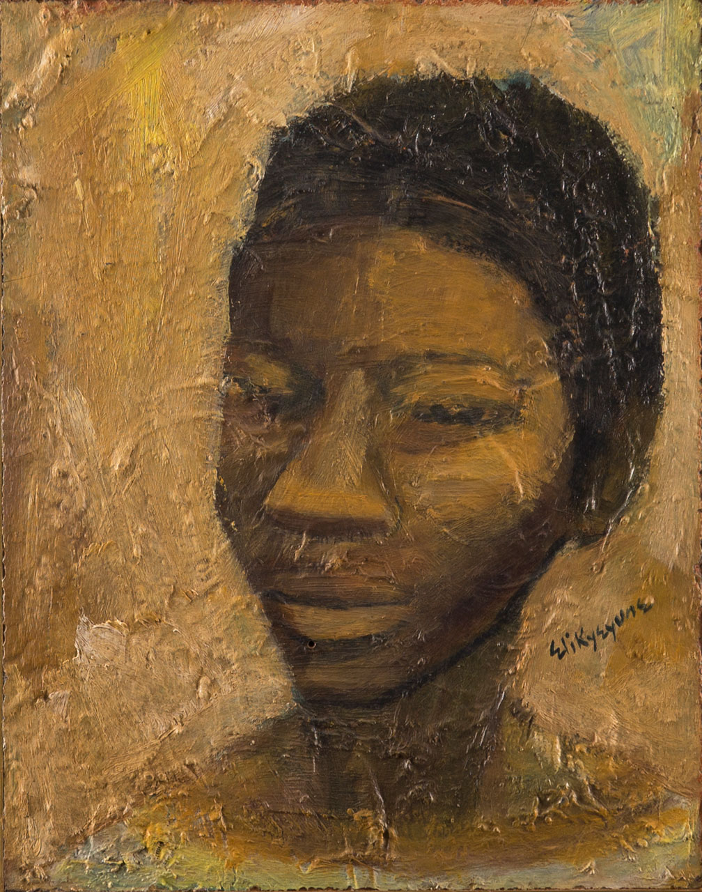 Eli Kyeyune (b.1936), Portrait , 1975, oil on hardboard, 36 x 28 cm