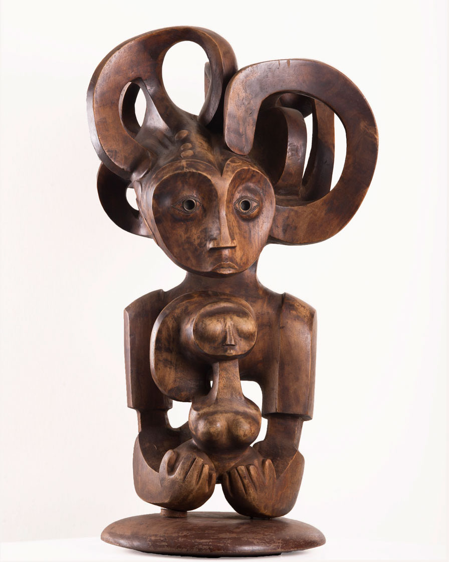 Francis Nnaggenda (b. 1936) Mother and Child , 2002, Wood, 79 x 35 x 50cm