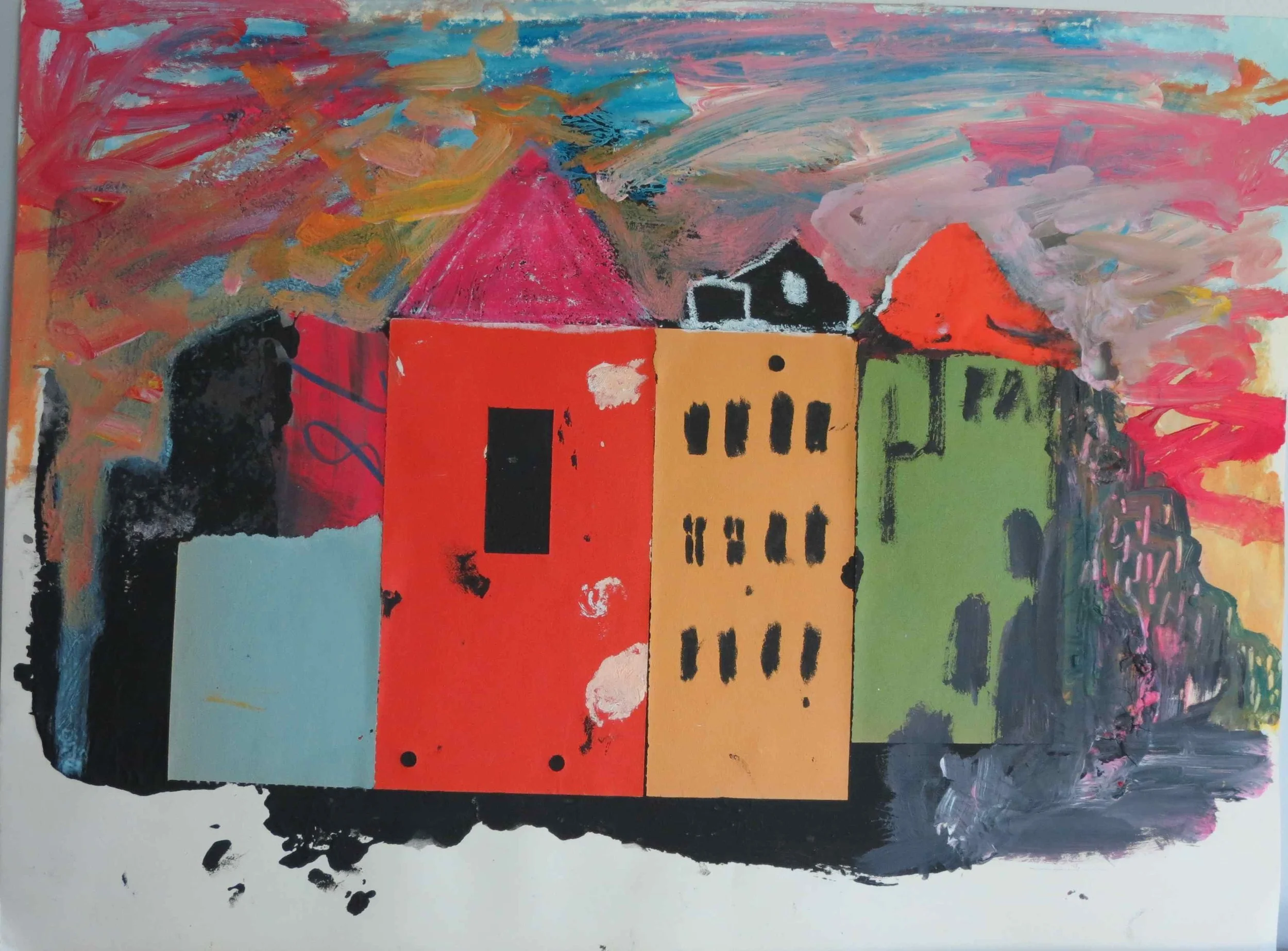 Guston Town , 2002, mixed media on paper, 30 cm x 40 cm