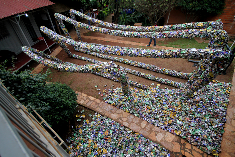 Birds eye view of an installation by Xenson at the 32° East studios