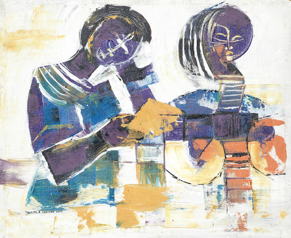 Kizito Fred Kakinda, Studies and Symbols , 2007, oil on canvas, 50cm x 59.5cm