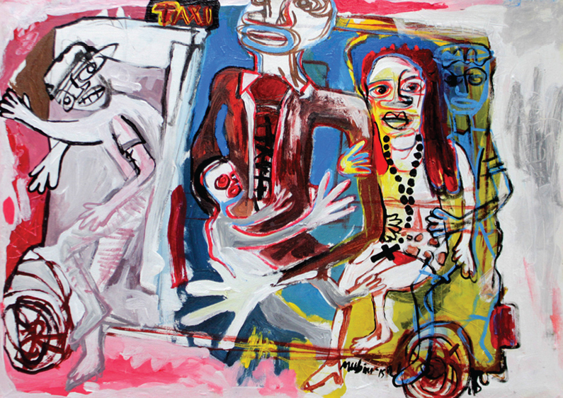 Denis Mubiru, Can't Wait to Be , 2015, oil on canvas, 50cm x 70cm