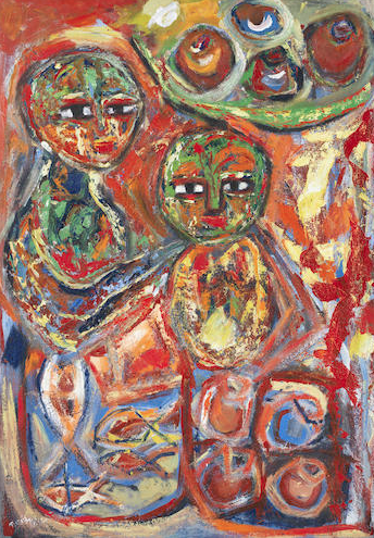 Tusiime Mathias, Life of African Woman , 2011, oil on canvas, 95.5cm x 68.5cm