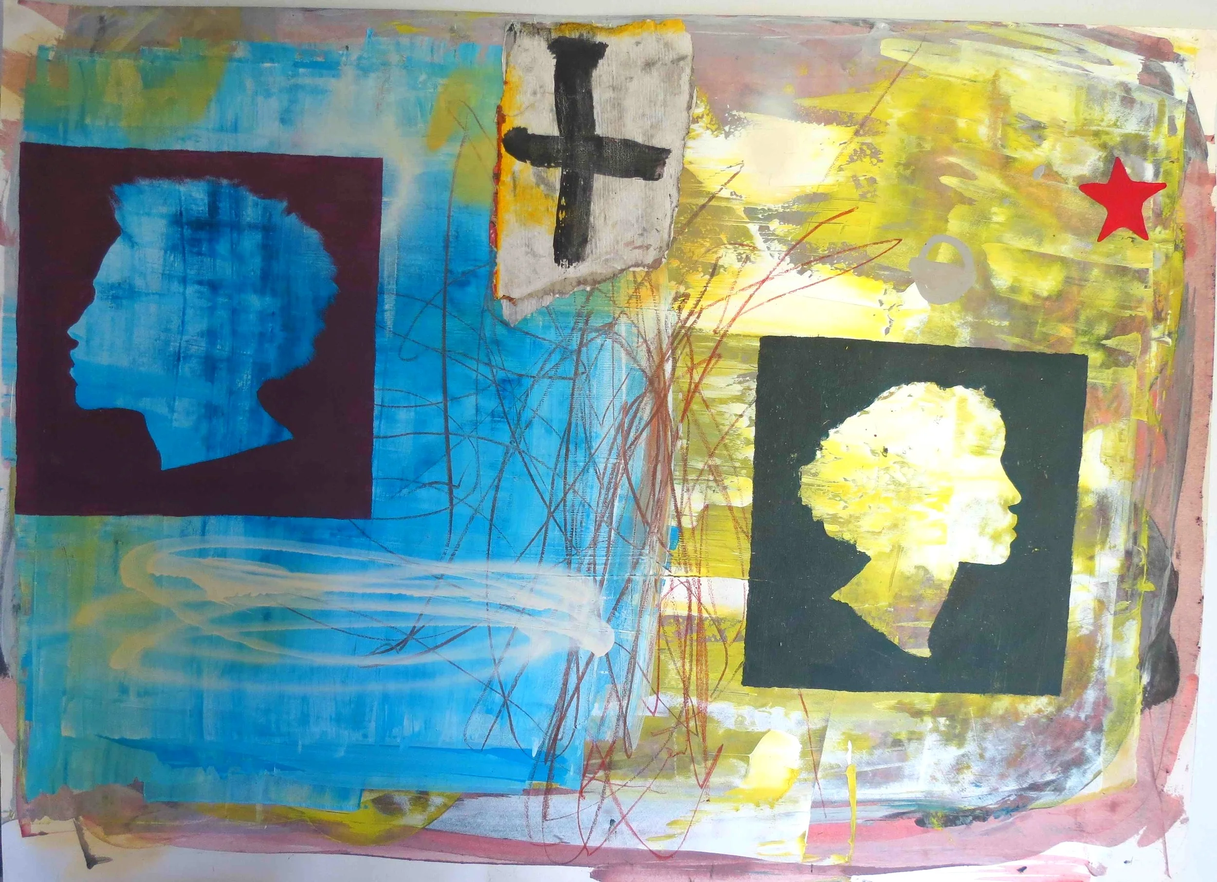 Night and Day , 2002, mixed media on paper, 56 cm x 76 cm