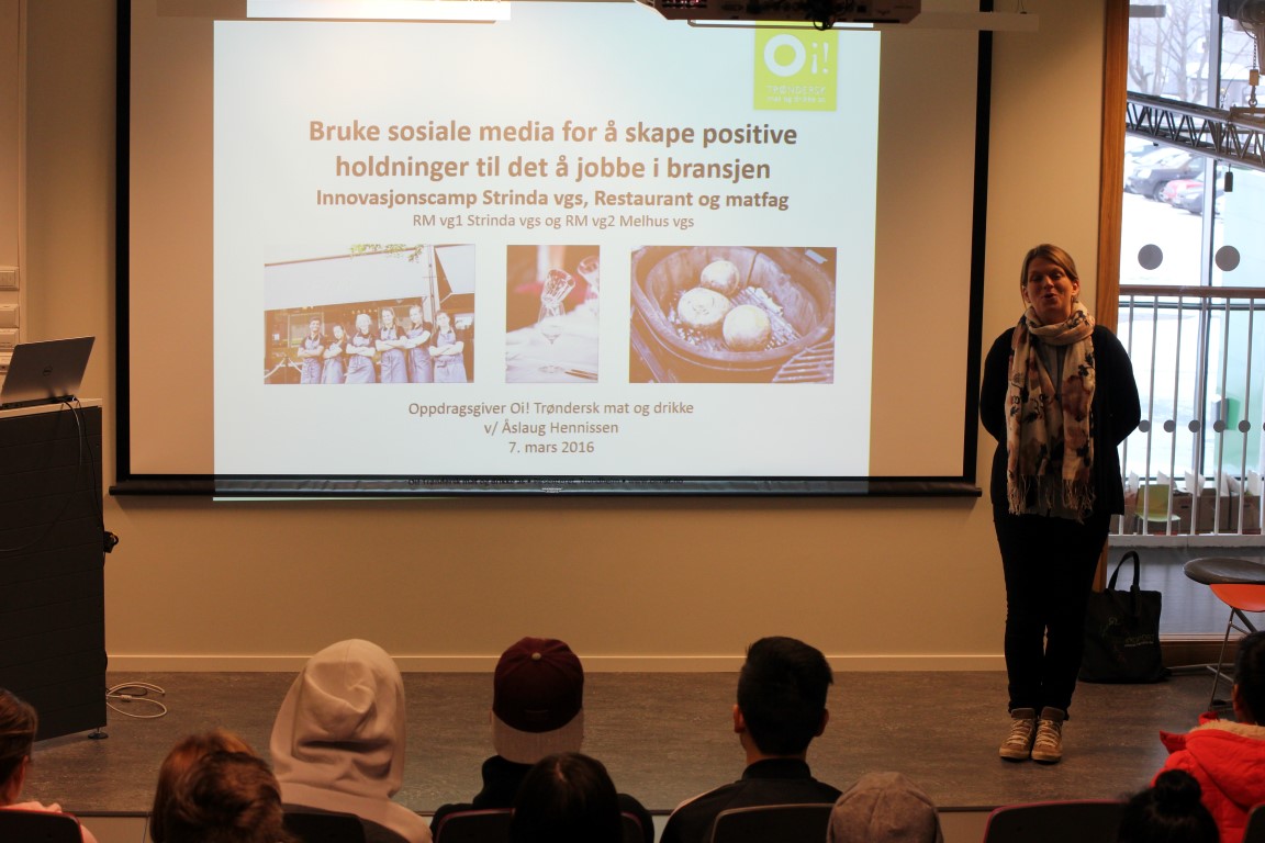 Oppdragsgiver OI Trøndersk mat og drikke as ved Åslaug Hennissen, presenterer oppdraget.
