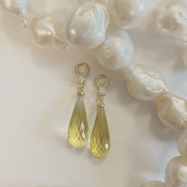 Sommerdr&oslash;m✨ #lemon #citrine #diamomds #pearls #earrings #custommade #handmade #unique #oneofakindjewelry